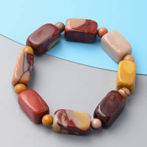 Kennedy Range Mookaite Beaded Stretch Bracelet 208.00 ctw - Picture 2 of 4
